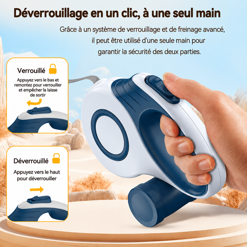 Système de verrouillage une main de la laisse rétractable
