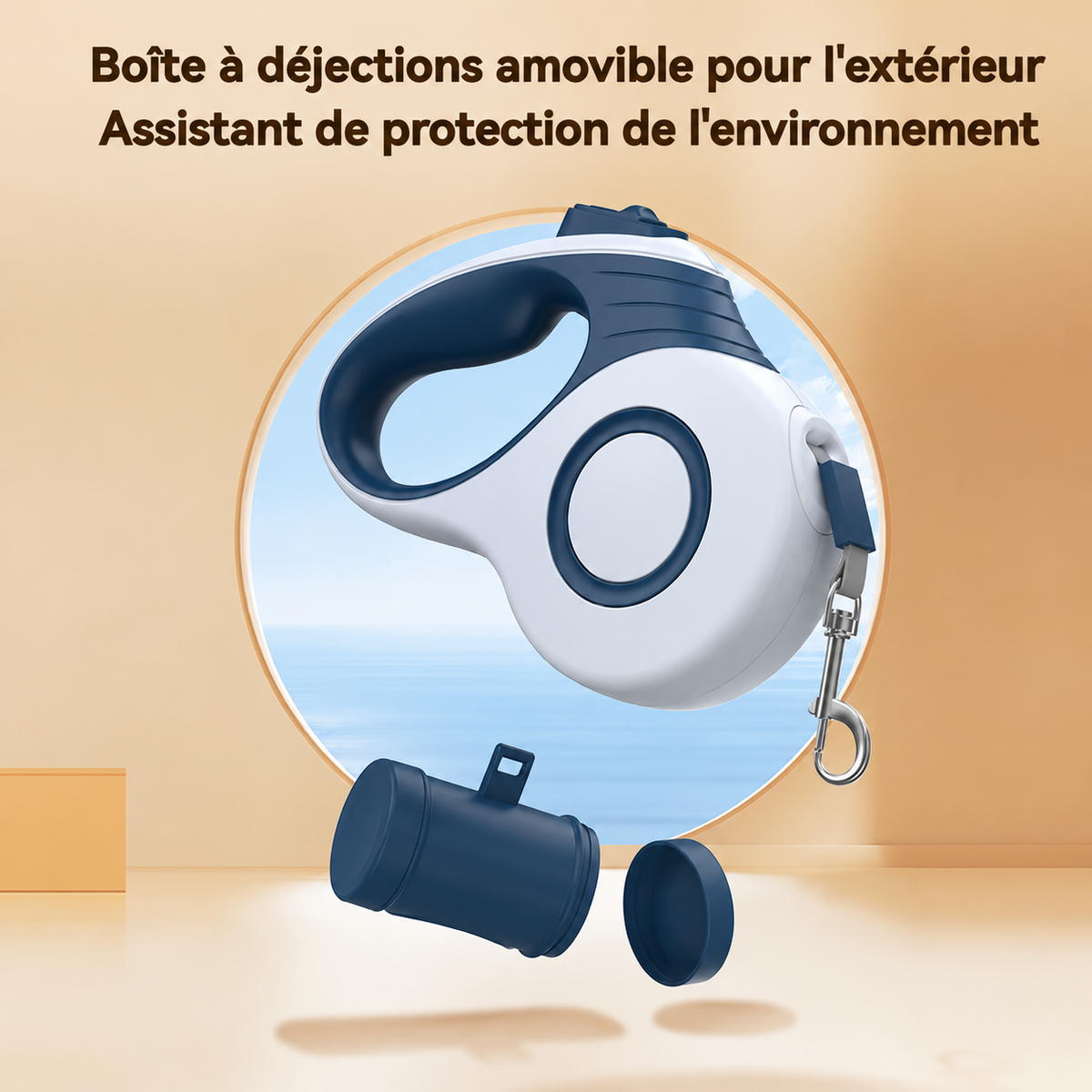 Boîte à sacs à déjections amovible de la laisse rétractable